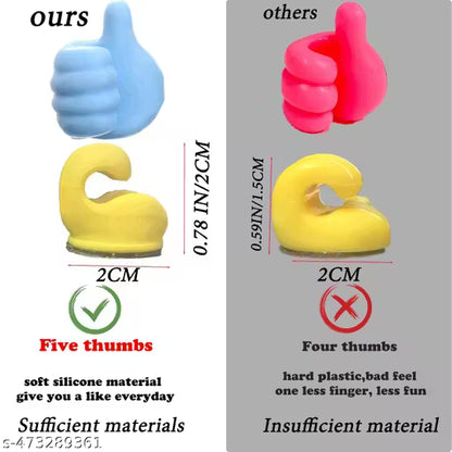 Pack of 10 Creative Silicone Thumb Wall Hook, Multifunction Self Adhesive Cable Clip, Cable Organizer Clips Key Hanger, No Punching Nails-Free Utility Hooks Desk Wire Management, Multicolor