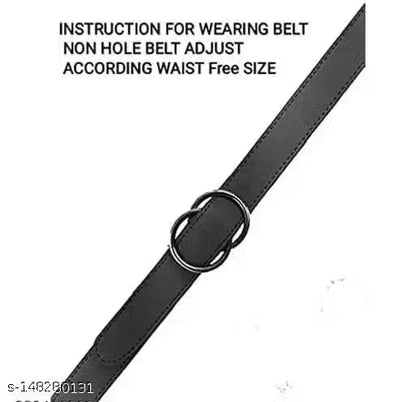 Satyam Belts Black Double Ring Faux Leather Belt For Women's & Girls