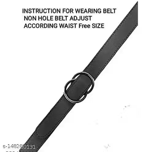 Satyam Belts Black Double Ring Faux Leather Belt For Women's & Girls