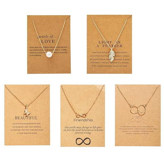 5 Pcs Combo Latest Stylish Infinity Butterfly Pearl Necklace Jewellery Set for Women