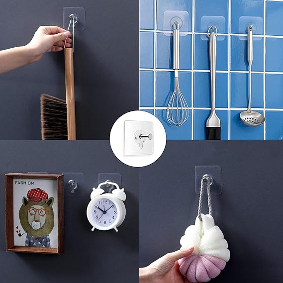 JIALTO Plastic 10 Pcs Self Adhesive Wall Hooks