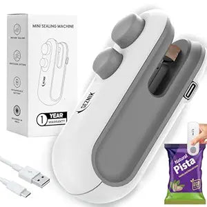 Seznik Sealing Machine for Food Packets - Portable Handheld Sealing for Food Packets, Snacks, Chips, Fresh Storage - Mini Sealing Machine, 1 YEAR Warranty (White)