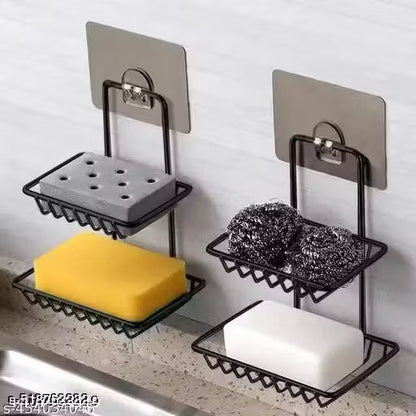 BASKIN Combo of 2 Stainless Steel Black Soap Stand Holder